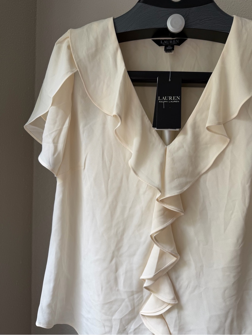 Lauren Ralph Lauren Women's Ruffle-Trim Georgette Blouse M - Picture 3 of 8